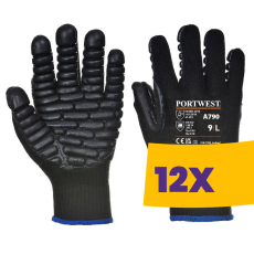 Portwest A790 Antivibrációs kesztyű fekete (Karton - 12 pár)