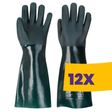 Portwest A845 Duplán mártott PVC védőkesztyű 45cm zöld XL (Karton - 12 pár)