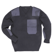 Portwest A NATO pulóver, 100% akril, pamut rátétek (fekete, M) férfi pulóver, kardigán