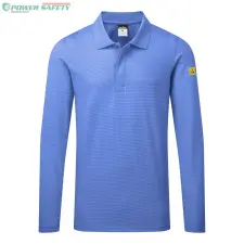 Portwest Antisztatikus hoszzú ujjú ESD póló L/S - Hamilton kék munkaruha