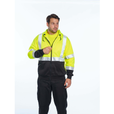 Portwest B315 Hi-Vis Bicolour cipzáras kapucnis L sárga láthatósági ruházat