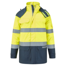 Portwest Bizflame Rain + Hi-Vis Multi-Norm Contrast FR téli kabát Yellow/Navy XL