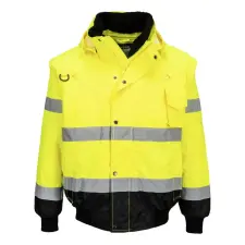 Portwest C465 Hi-Vis 3 az 1-ben bomber dzseki sárga-fekete láthatósági ruházat