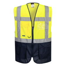 Portwest C476 Warsaw jól láthatósági vezetői mellény (sárga/navy, 3XL) láthatósági ruházat