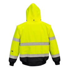 Portwest Contrast Bomber Hi-Vis védőkabát - C465 XL fekete és sárga láthatósági ruházat