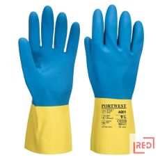 Portwest Duplán Mártott Latex kesztyű Yellow/Blue L