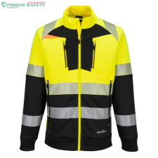 Portwest DX4 Hi-Vis 1. osztályú tölcsér nyakú cipzáras pulóver - Sárga/Fekete láthatósági ruházat