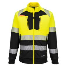 Portwest DX4 Hi-Vis 1. osztályú tölcsér nyakú cipzáras pulóver Yellow/Black 6XL