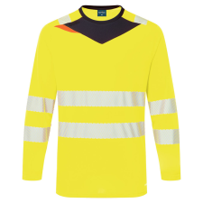 Portwest DX4 Hi-Vis hosszú ujjú póló L/S Yellow/Black XXXL láthatósági ruházat
