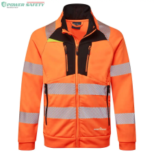 Portwest DX4 Hi-Vis kapucnis cipzáras pulóver - Narancs/Fekete láthatósági ruházat