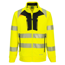 Portwest DX4 Hi-Vis kapucnis cipzáras pulóver Yellow/Black 4XL láthatósági ruházat