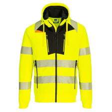 Portwest DX4 Hi-Vis kapucnis cipzáras pulóver Yellow/Black S munkaruha