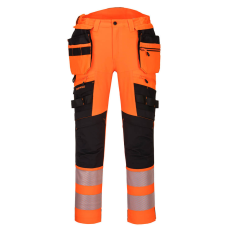 Portwest DX4 Hi-Vis nadrág lezippzározható lengőzsebbel Orange/Black 46
