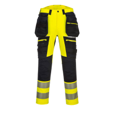 Portwest DX4 Hi-Vis nadrág lezippzározható lengőzsebbel (sárga/fekete, 48) munkaruha