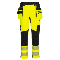 Portwest DX4 Hi-Vis nadrág lezippzározható lengőzsebbel Yellow/Black 32