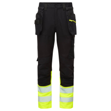 Portwest DX4 Hi-Vis nadrág lezippzározható lengőzsebbel Yellow/Black 46 láthatósági ruházat