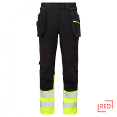 Portwest DX4 Hi-Vis nadrág lezippzározható lengőzsebbel Yellow/Black 48
