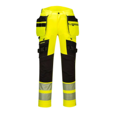 Portwest DX4 Hi-Vis nadrág lezippzározható lengőzsebbel Yellow/Black 48 munkaruha