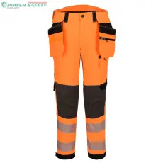 Portwest EV4 Hi-Vis Class 1 levehető lengőzsebes nadrág - Orange/Black (Hosszított)