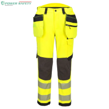 Portwest EV4 Hi-Vis Class 1 levehető lengőzsebes nadrág - Sárga/Fekete láthatósági ruházat