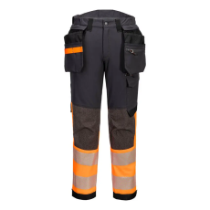 Portwest EV4 Hi-Vis Stretch Class 1 Holster lengőzsebes nadrág Orange/Metal Grey Short 36
