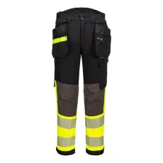 Portwest EV4 Hi-Vis Stretch Class 1 Holster lengőzsebes nadrág Yellow/Black Tall 30