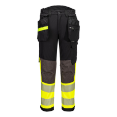 Portwest EV4 Hi-Vis Stretch Class 1 Holster lengőzsebes nadrág Yellow/Black Tall 34