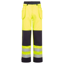 Portwest FR440 Bizflame Hi-Vis kontraszt lángálló lengőzsebes nadrág sárga-tengerészkék munkaruha