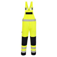 Portwest FR63 Bizflame Hi-Vis lángálló multi-norm kantáros nadrág sárga-tengerészkék