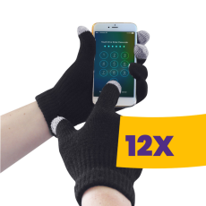 Portwest GL16 Touchscreen (érintőképernyős eszközökhöz) kötött kesztyű fekete (Karton - 12 pár)