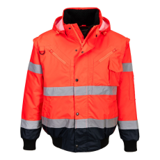 Portwest Hi-Vis 3 az 1-ben kontrasztos bomber dzseki Red/Navy XXXL