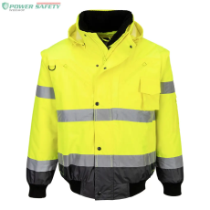 Portwest Hi-Vis 3 az 1-ben kontrasztos bomber dzseki - Sárga/Szürke