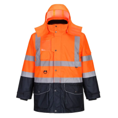 Portwest Hi-Vis 7 az 1-ben kontraszt Traffic kabát Orange/Navy XXXL