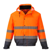 Portwest Hi-Vis kéttónusú bomber kabát (narancs/tengerészkék2, 3XL) láthatósági ruházat