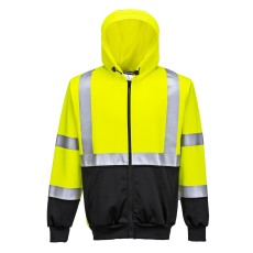 Portwest Hi-Vis kéttónusú kapucnis pulóver (sárga/fekete, XL)