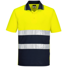 Portwest Hi-Vis Kéttónusú könnyű póló S/S Yellow/Navy XL láthatósági ruházat