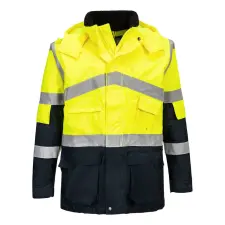 Portwest Hi-Vis kéttónusú lélegző kabát Yellow/Navy M láthatósági ruházat