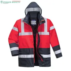 Portwest Hi-Vis Kéttónusú Traffic kabát - Piros/Navy