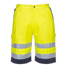 Portwest Hi-Vis könnyű poli-pamut rövidnadrág Yellow/Navy XXL láthatósági ruházat