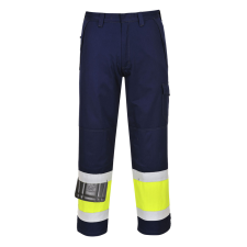 Portwest Hi-Vis Modaflame nadrág Yellow/Navy Tall XL munkaruha