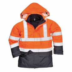 Portwest Hi-Vis Multi Protection antisztatikus és lángálló kabát (narancs/tengerészkék, M)