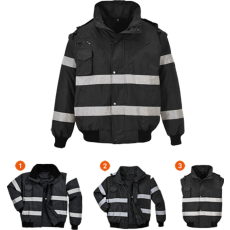 Portwest Iona™ 3 az 1-ben bomber kabát (fekete, L)