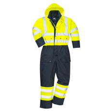 Portwest Jól látható kontrasztos overál - sárga és sötétkék béléssel XL
