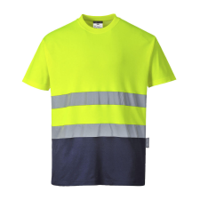 Portwest Kéttónusú Cotton Comfort póló Yellow/Navy XL láthatósági ruházat