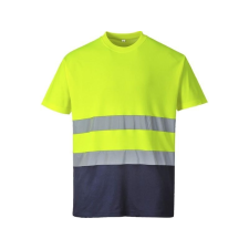 Portwest Kéttónusú pamut komfort póló (sárga/tengerészkék, XXL) férfi póló