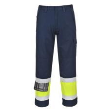 Portwest MV26 Modaflame Hi-Vis lángálló multi-norm nadrág sárga-tengerészkék