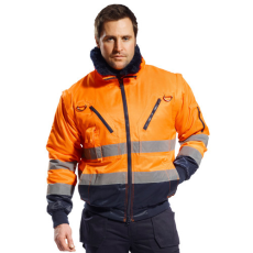 Portwest PJ50 Jól láthatósági pilóta kabát (Narancs/Navy, XL)