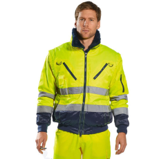 Portwest PJ50 Jól láthatósági pilóta kabát (Sárga/Navy, L)