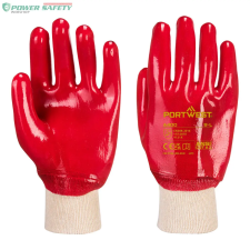 Portwest PVC csuklóig mártott kesztyű - Piros védőkesztyű
