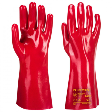 Portwest PVC hosszúszárú kesztyű A435 Piros XL méret védőkesztyű
